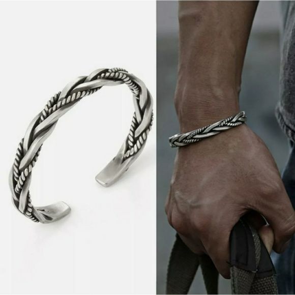 Other - 925 Silver Vintage Bangle Twisted Cuff Bracelet